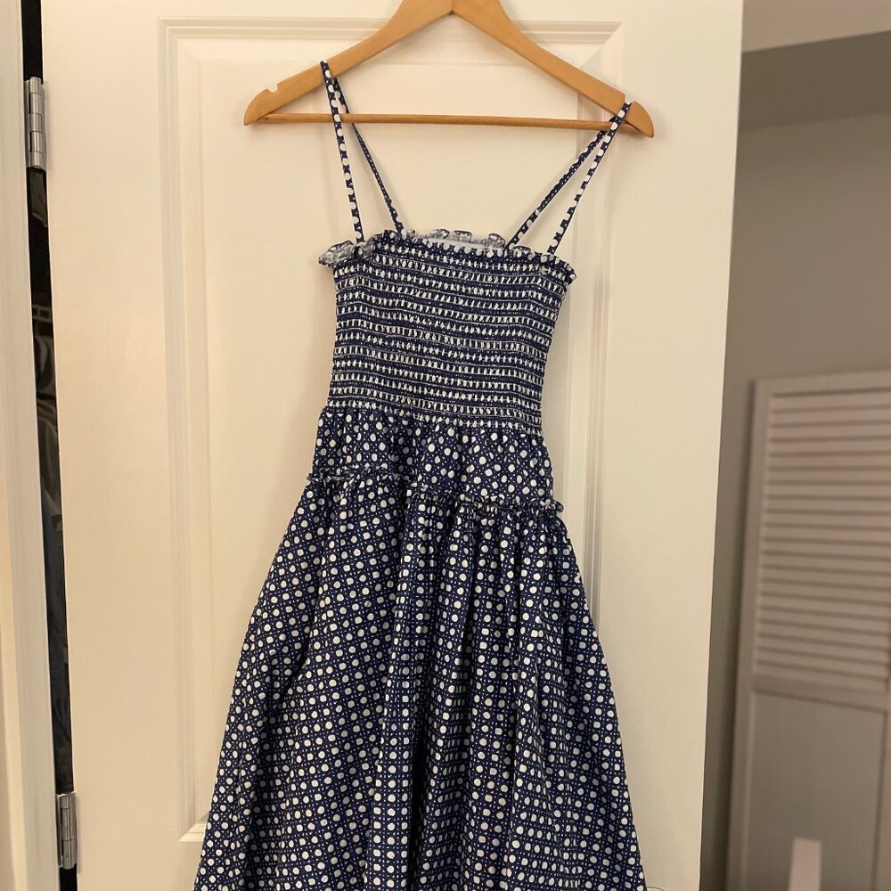 Hill House Navy and White Patterned Midi Dress- Please see description